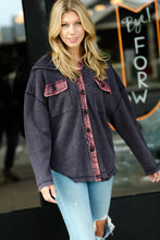 Load image into Gallery viewer, Fireside Cozy Waffle Rib Hooded Washed Shacket in Denim

