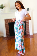 Load image into Gallery viewer, Vacay Vibes Smocked Waist Side Slit Palazzo Pants in Green Floral
