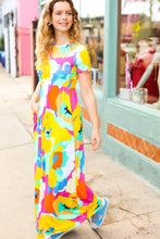 Load image into Gallery viewer, Under Clear Days Yellow/Mint Floral Fit &amp; Flare Maxi Dress
