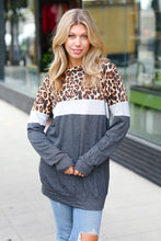 Load image into Gallery viewer, Wild in the Mist Grey Leopard Color Block Top
