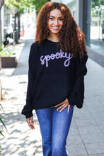 Load image into Gallery viewer, Black Embroidered &quot;Spooky&quot; Chunky Sweater
