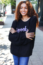 Load image into Gallery viewer, Black Embroidered &quot;Spooky&quot; Chunky Sweater
