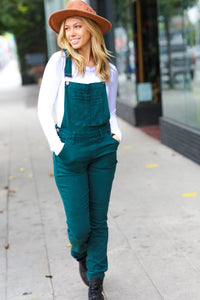 Feeling The Love Teal High Waist Denim Double Cuff Overalls  by Judy Blue