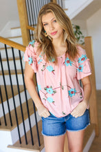 Load image into Gallery viewer, Remember Me Floral Embroidery Flutter Sleeve Top in Pink
