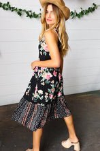 Load image into Gallery viewer, A Social Affair Black Floral Fit &amp; Flare Sleeveless Midi Dress
