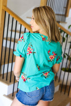 Load image into Gallery viewer, Remember Me Floral Embroidery Button Down Top in Turquoise
