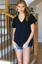 Load image into Gallery viewer, Flaunting the Flutter Sleeve V Neck Top in Black
