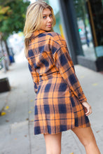 Load image into Gallery viewer, Diva Dreams Navy &amp; Rust Plaid Flannel Button Down Waist Tie Dress
