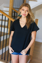 Load image into Gallery viewer, Flaunting the Flutter Sleeve V Neck Top in Black
