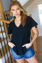 Load image into Gallery viewer, Flaunting the Flutter Sleeve V Neck Top in Black
