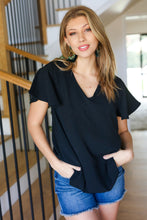 Load image into Gallery viewer, Flaunting the Flutter Sleeve V Neck Top in Black
