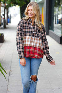 Nothing Left Unchecked Plaid Color Block Shacket