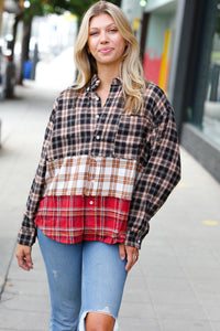 Nothing Left Unchecked Plaid Color Block Shacket