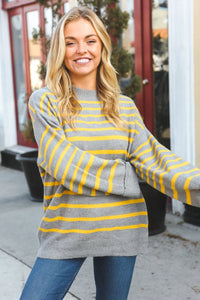 Love Found Sunflower Multistripe Ribbed Knit Sweater