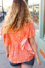 Load image into Gallery viewer, Apricot Boho Print Button Detail Side Ruffle Top
