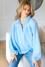 Load image into Gallery viewer, All Of Me Collared Notched Neckline Cotton Top in Blue
