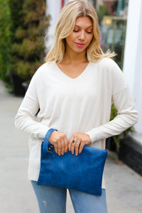 Cobalt Faux Leather Clutch Handle Bag