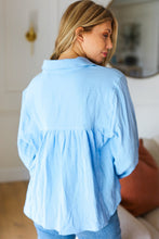 Load image into Gallery viewer, All Of Me Collared Notched Neckline Cotton Top in Blue
