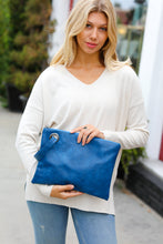 Load image into Gallery viewer, Cobalt Faux Leather Clutch Handle Bag
