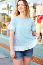 Load image into Gallery viewer, Seafoam Floral &amp; Leopard Print Ruffle Hem Top
