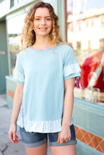 Load image into Gallery viewer, Seafoam Floral &amp; Leopard Print Ruffle Hem Top
