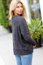 Load image into Gallery viewer, Weekend Ready Melange Hacci Dolman Sweater in Charcoal
