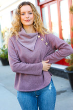 Load image into Gallery viewer, Tried And True Mauve Cowl Neck Button Detail Sweater
