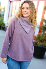 Load image into Gallery viewer, Tried And True Mauve Cowl Neck Button Detail Sweater
