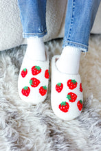 Load image into Gallery viewer, Strawberry Print Fleece Slippers

