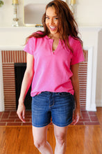 Load image into Gallery viewer, Feel Your Best Baby Waffle Henley Neckline Top in Fuchsia
