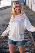 Load image into Gallery viewer, Moments in Time Taupe &amp; Sky Blue Thermal Knit Out Seam Stitch Pullover
