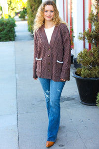 You've Got It Button Down Boyfriend Cardigan in Brown