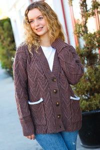 You've Got It Button Down Boyfriend Cardigan in Brown