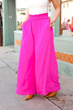 Load image into Gallery viewer, Just Dreaming Smocked Waist Palazzo Pants in Hot Pink
