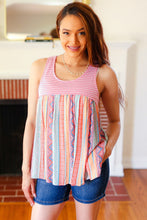Load image into Gallery viewer, Pink Two-Tone Boho Print Back Tie Tank
