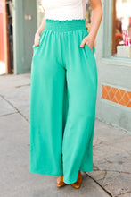 Load image into Gallery viewer, Just Dreaming Smocked Waist Palazzo Pants in Emerald
