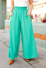 Load image into Gallery viewer, Just Dreaming Smocked Waist Palazzo Pants in Emerald
