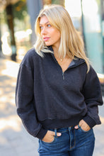 Load image into Gallery viewer, Wintry Moments Half Zip Cropped Pullover Sweater in Dark Grey
