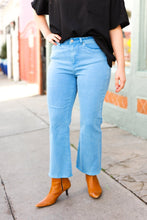 Load image into Gallery viewer, All You Need Ocean Blue High Waist Fray Bootcut Jeans
