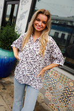 Load image into Gallery viewer, Feeling Bold Animal Print Dolman Collar Button Down Top in Ivory
