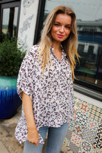 Load image into Gallery viewer, Feeling Bold Animal Print Dolman Collar Button Down Top in Ivory
