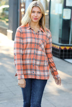 Load image into Gallery viewer, Dodge the Fog Plaid Lightweight Button Up Shacket in Rust
