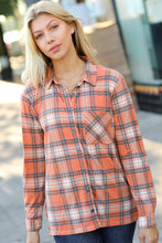 Load image into Gallery viewer, Dodge the Fog Plaid Lightweight Button Up Shacket in Rust
