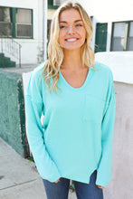 Load image into Gallery viewer, Eyes On You Mineral Wash Rib Notch Neck Pocket Top in Seafoam
