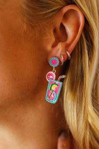 Lemonade Rhinestone Dangle Earrings in Pink