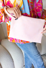 Load image into Gallery viewer, Baby Pink Vegan Leather Handle Clutch Bag
