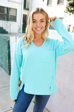 Load image into Gallery viewer, Eyes On You Mineral Wash Rib Notch Neck Pocket Top in Seafoam
