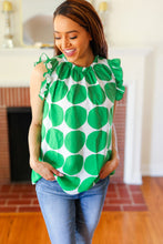 Load image into Gallery viewer, Green Polka-Dot Mock Neck Ruffle Sleeve Top
