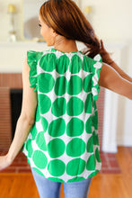 Load image into Gallery viewer, Green Polka-Dot Mock Neck Ruffle Sleeve Top
