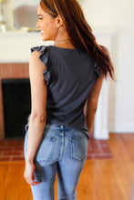 Load image into Gallery viewer, Sunny Days Charcoal Sweetheart Neckline Ribbed Top
